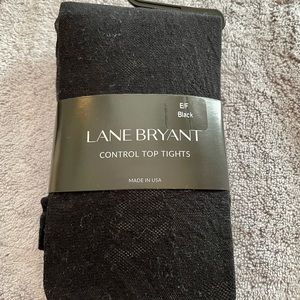 Lane Bryant Control-Top Black Lace-patterned TIGHTS size EF